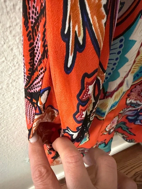 Maeve Orange Floral Maxi Dress with Multicolor Print XS size silk - Picture 3 of 6